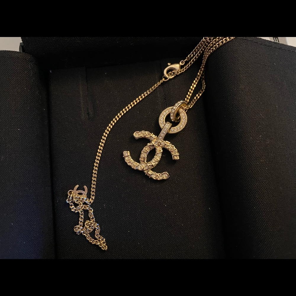 Chanel Crystal and Gold CC Necklace